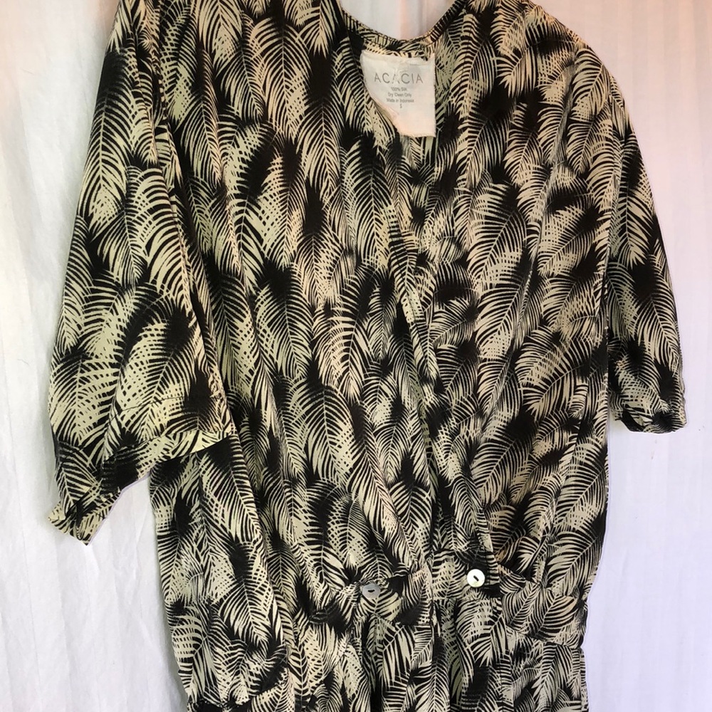 Acacia Rome Wrap Dress in Night Palm Silk Small